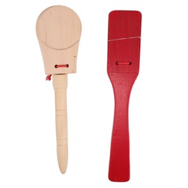 Mikinona 2 Pcs Wooden Castanet Musical Instrument Concert Percussion Classroom Instrument Castanet Wood Clapper Early Education Music Toy Musical Instrument Toy Castanet with Handle