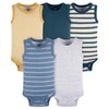 Gerber Baby Boys Multi-Pack Sleeveless Onesies Bodysuit Blue Stripe 18