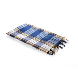 Carenesse Hamam Set, 1 Hamam Cloth Checked Blue and 1 Exfoliating Glove Solid