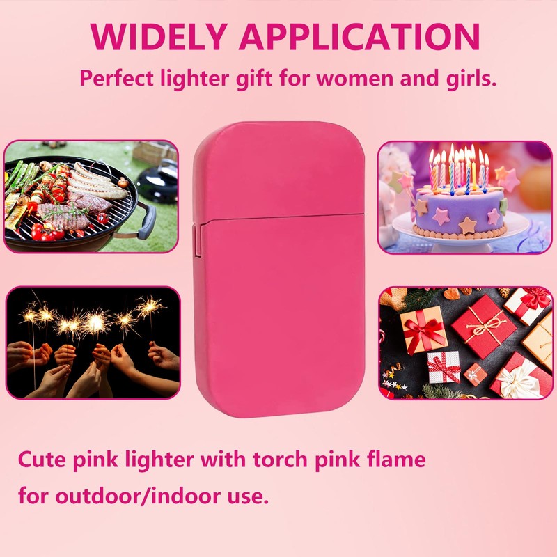 Torch Lighter, Pink Flame Lighter, Cute Pink Glitter Torch Windproof