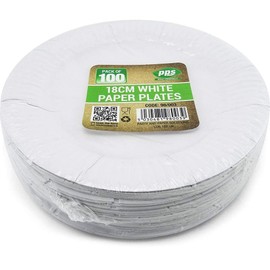 100 White Paper Plates - 7 inch/18cm Quality Durable Plates Ideal for hot and Cold Food