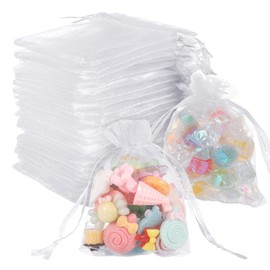 Hitchlike Organza Drawstring Bags, Pack of 100, Plain, Wrapping Bags, Gift Bags, 2.8 x 3.5 inches (7 x 9 cm), Cute, Transparent, Small Compartment, Jewelry Storage, Gift, Wrapping, Birthday, Wedding, Valentine's Day, Return, Multipurpose Accessory