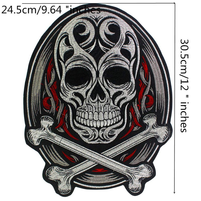 EMDOMO Punk Skull Iron On Patch Mens Jackets Back Patch