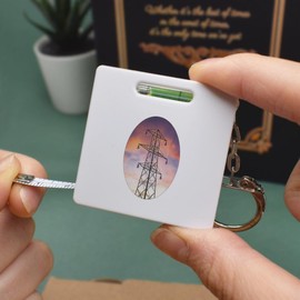 Azeeda 'Electric Pylon' Keyring Tape Measure/Spirit Level Tool (KM00036839)