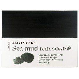 Sea Mud Bar Soap By Olivia Care - 100% Natural, Vegan & Organic - For Face & Body -Nourish, Exfoliate, Hydrate, Moisturize & Deep Clean - Leave Skin Purified & Glowing - Sustainable Palm Oil - 8 OZ