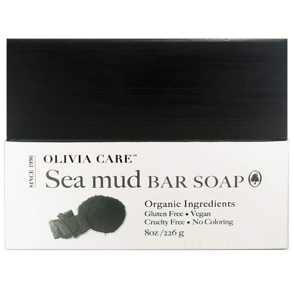 Sea Mud Bar Soap By Olivia Care - 100% Natural, Vegan & Organic - For Face & Body -Nourish, Exfoliate, Hydrate, Moisturize & Deep Clean - Leave Skin Purified & Glowing - Sustainable Palm Oil - 8 OZ
