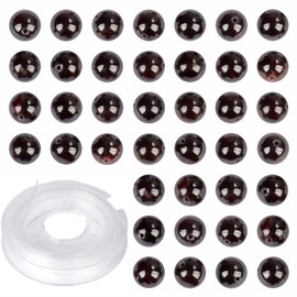 CMBYN 10mm 100pcs Natural Stone Beads Garnet Round Genuine Stone Beading Loose Gemstone Hole Size 1mm DIY Charm Smooth Beads for Bracelet Necklace Earrings (Garnet 10mm)