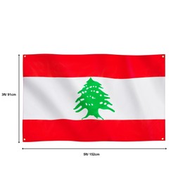Runesol Lebanon Flag, 91 x 152 cm, 4 Eyelets, One in Each Corner, Lebanese Republic, Phenicia, Lebanon, Premium Flags for Indoor and Outdoor Use, Vibrant Colours
