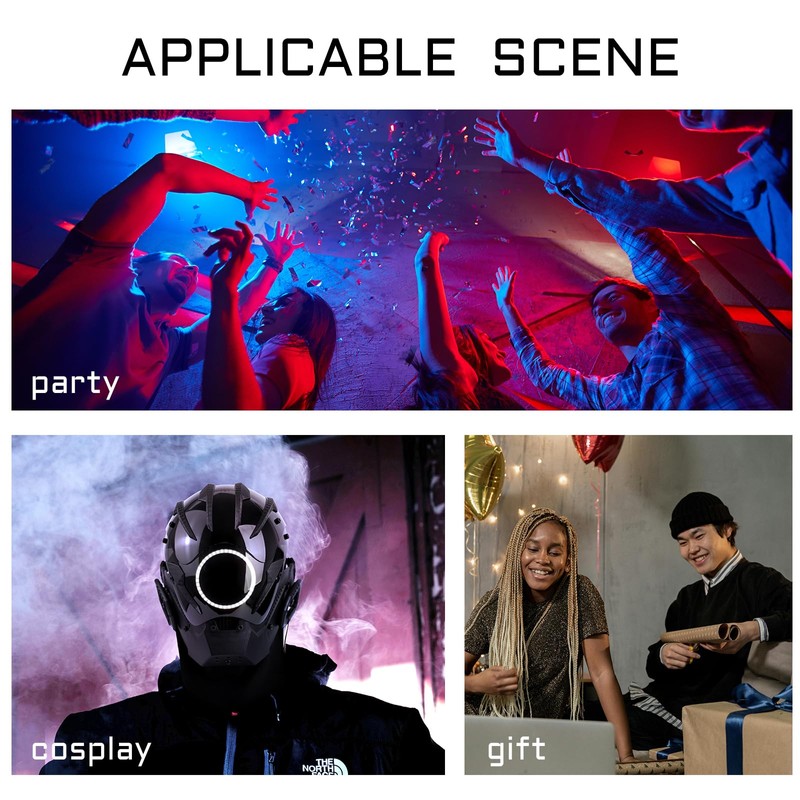 Punk LED Mask for Men - Adjustable Strap, Neon Glow