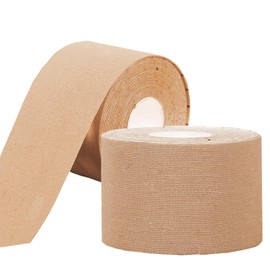 Kinesiology Tape, Kinesiology Tape, Sports Tape, 5 cm x 5 m, Elastic & Waterproof Physio Tape, Knee Tape for Shoulder, Back, Knee, Elbow and Neck, Skin Colour, 2 Rolls