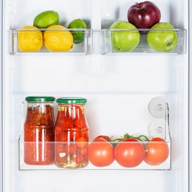 Suction Cup Shelf Fridge Drink Organizer Clear Acrylic Refrigerator Storage Shelf 5 Bottle Drink Organizer for Fridge, Suction Cup Spice Rack Shower Shelves for Kitchen Bathroom