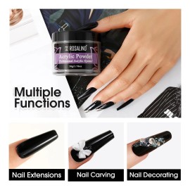 Rosalind Polvo Acrílico Negro Para Uñas De 1.76 Oz/1.76 Onza