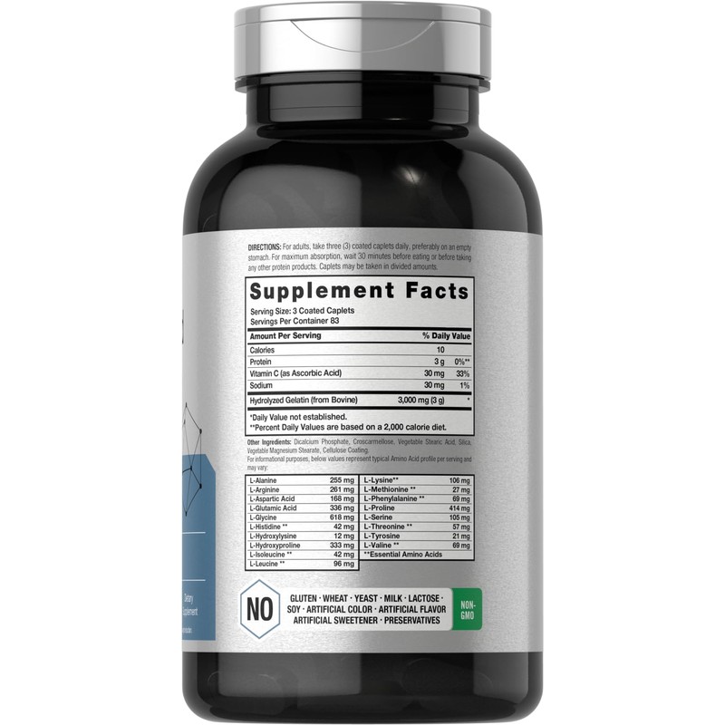 Horbäach Amino Acid Complex 3000mg | 250 Caplets | Non-GMO,