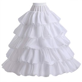 VeMee Women's Hoop Skirt 5 Layers 4 Hoops Petticoat Crinoline Wedding Petticoat Underskirt for Women