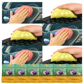 HAKPTRN 6Pcs Car Cleaning Gel Car Detailing Putty Interior Cleaning Slime Cleaning Supplies Auto Detailing Tools Car Accessories Keyboard Leather Sofa Car Vent Car Crevice Dust Cleaner (420g)