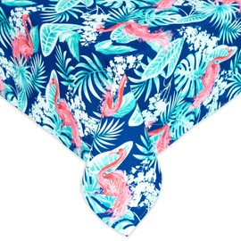 YiHomer Indoor Outdoor Tabletop for Spring Summer Decorations, Picnics and Dinner Parties - Stain and Water Resistant, Flamingo Dancing, Tablecloth, 60 x 120 Rectangle