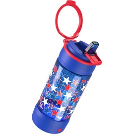 COOL GEAR 16oz Poplights 3-Pack – Light-up, leak-proof, BPA-free bottles with sip-lid & carry loop. Patriotic design, dishwasher safe (top rack), AAA batteries included. Not for hot liquids.