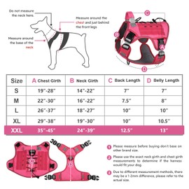 WINGOIN Tactical Dog Harness for Extra Large Dogs, Heavy Duty No Pull Dog Harness with Handle, Adjustable Reflective Military K9 German Shepherd Big Dog Vest for Training, Walking, Pink(XXL)