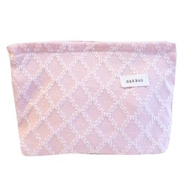 Leisofter Makeup Bag, Large Capacity Cosmetic Bag Floral Makeup Bag, Travel Bag Makeup Purse Toiletry Storage Bag for Women, Diamond Lattice-Pink
