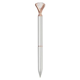 QUALITY METAL DIAMOND BALLPOINT PEN. FUNKY DESIGN MODERN PEN, FREE PEN REFILL INCLUDED (SILVER/GOLD)