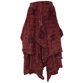 Gheri Cotton 2 Layer Asymmetrical Elastic Waist Long Summer Skirt J