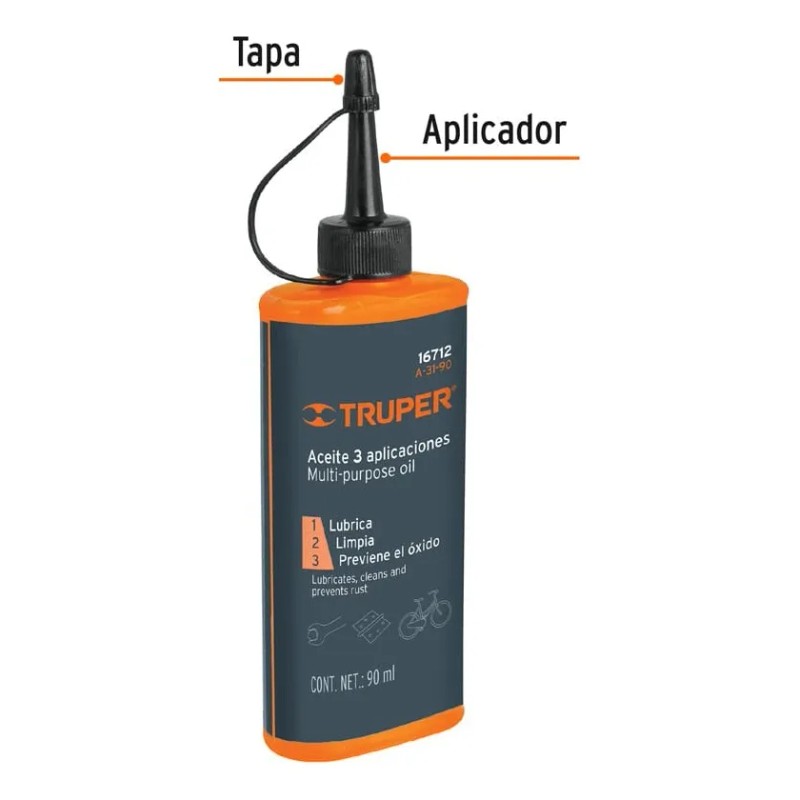 Aceite Lubricante Multiusos 90ml 3 Oz Truper 16712