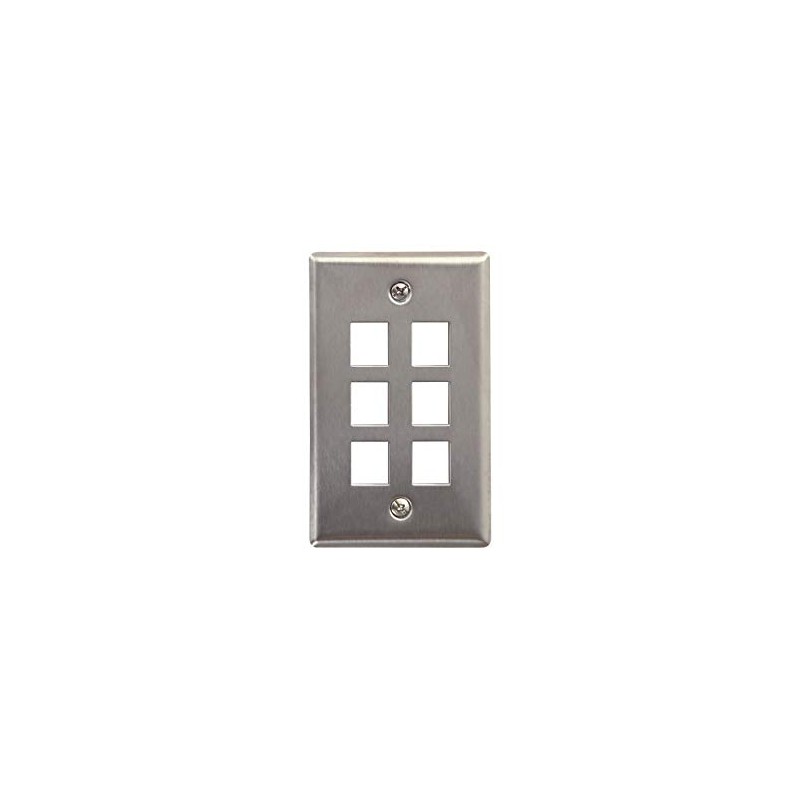 Networx Keystone Wall Plates (6 PORT, STAINLESS STEEL)