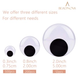 BEADNOVA Black Wiggle Googly Eyes Wobbly Eyes with Self Adhesive Sticker for DIY Craft Scrapbooking (8mm, 500pcs)
