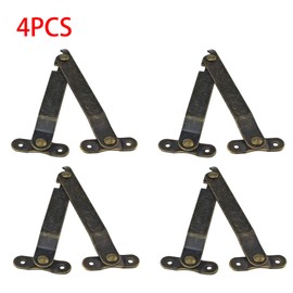 Adyoney 4 Pcs Medium Antique Brass Lid Folding Support Hinges - Functional and Stylish Lid Stay Hinges for Wooden Boxes, Jewelry Cases, and Chests