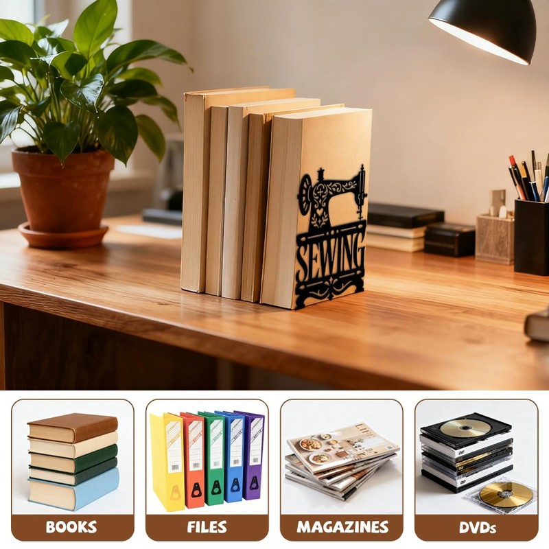 Peacoblue 4.7"x3.5"x7.1" Metal Bookends, Heavy Duty Book Ends for Shelves