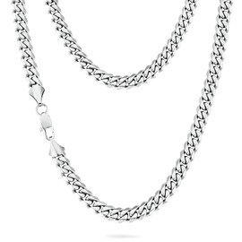 KRKC&CO Men’s Chain Necklace, Stainless Steel Cuban Link Chains 8mm, Anti-Tarnish Nickel-Free Diamond-Cut, Thick Gold chain Silver Chain for Man Unisex(8mm-Stainless Steel, 24)