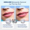 Moissanite Lip Stud for Women - 16G Titanium Alloy Lip