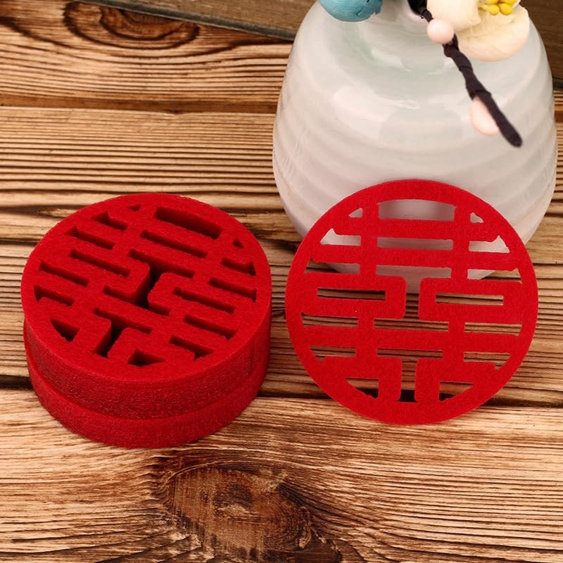 HannaFires 30PCS Traditional Round Mini Double Happiness Wedding Decorations -