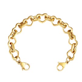 LinnaLove Gold Heart Link Interchangeable Medical Alert Bracelet (big heart-65)
