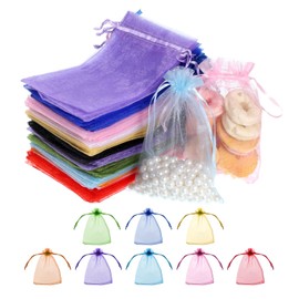 PEOVLVN Pack of 100 Organza Bags Jewellery Bags 10 x 15 cm Organza Bags Gift Bags Organza Bags with Drawstring Gift Bags Jewellery Bag for Wedding or Party