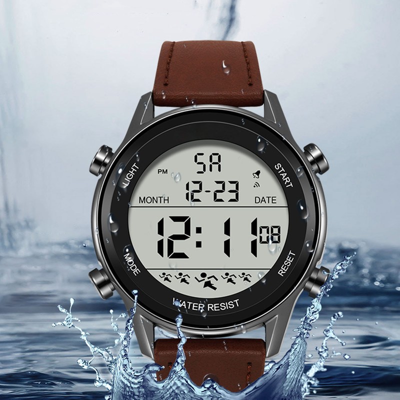 Men Digital Watch Dual Time Stopwatch Calendar Alarm Clock Waterproof