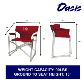 Tuscany Pro Fishing Chair Small Size with Rod Holder - Premium Folding Aluminum Chair - Red