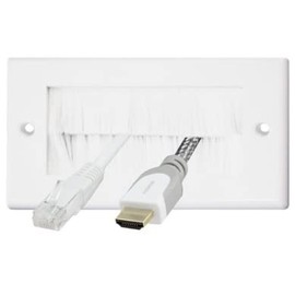 Auline White Brush Double Twin 2 Gang Wall Outlet Cable Entry Plate Tidy Mount Face Plate Wall Plate (1)