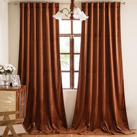 YOFUN 90 inches 2 Panels, Burnt Orange Blackout Luxury Velvet Curtains Thermal Insulated Heat Block Soundproof Window Panels Soft Drapes for Bedroom Living Room, Rod Pocket & Back Tab, W52 x L90