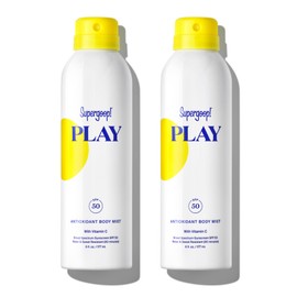 Supergoop! PLAY SPF 50 Antioxidant Body Mist w/Vitamin C, 6 fl oz - 2 Pack - Broad Spectrum Sunscreen Spray - Clean Ingredients for Sensitive Skin - Great for Active Days