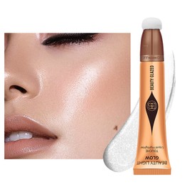 Liquid Contour Highlighter Blush Stick, Smooth Creamy Texture Face Makeup Stick with Sponge Tip, Multi-Use Stick Natural Contour Blush Brighten Cheek Cosmetics (Highlighter #01)