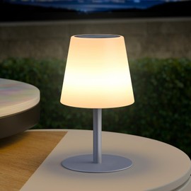 LED Solar Table Lamp Outdoor Warm White/Cold White Solar Table Lamp Wireless 2 in 1 Solar Charge & USB Charging Dimmable Solar Table Lamp Outdoor for Garden Camping Table Hotel