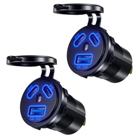Thlevel Type C USB Car Charger Socket Dual Port Type C Fast Charger Socket Power Waterproof 12V / 24V Marine Boat Motorcycle Truck（2x USB C Socket ）