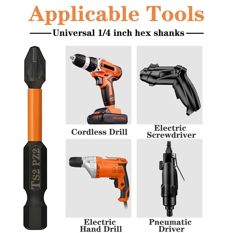 Saipe 10PCS Magnetic PZ2 Pozi Screwdriver Bit Set Quick Release