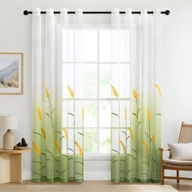 MIULEE Curtains Embroidered Transparent Curtains Colour Gradient Voile Sheer Set of 2 Motifs Curtain with Eyelets Decorative Curtain Window Curtain for Bedroom and Living Room 225 cm x 140 cm (H x W)