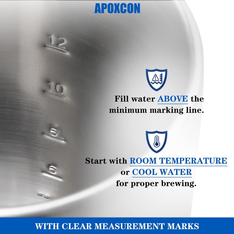 APOXCON Electric Coffee Percolator Stainless Steel Coffee Maker with Clear