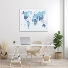 Stupell Industries Traditional Blue Map Canvas Wall Art by Urban Epiphant