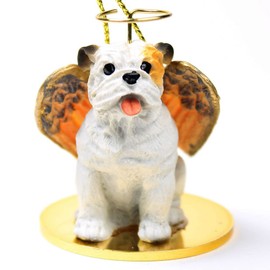 Bulldog Angel Dog Ornament - White