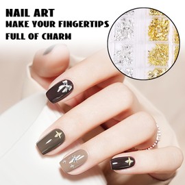 2 Boxes Gold Silver Nail Charms, Bow Nail Charms, Nail Gems for Nail Art, Punk Metal 3D Nail Charms, Elegant Bow Designs for DIY Nail Decoration, Stylish and Eye-Catching Manicures(A)