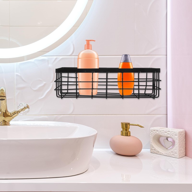 PACKOVE Black Wire Basket Metal Wire Basket Wire Shower Basket